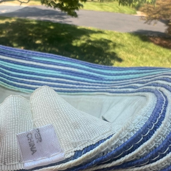 100% Paper Floppy Tie Summer Hat Blue/Baby Blue/White Versatile Garden Bucket - Picture 8 of 13